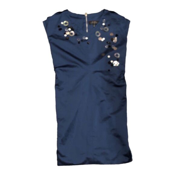 Robert Rodriguez Women's Blue Shift Dress Beaded V-Neck Short Sleeve Size 2 Used - Picture 1 of 8